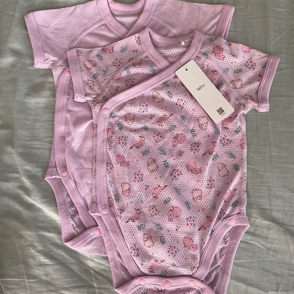 NWT 3-6mo mesh lilac kimono bodysuits